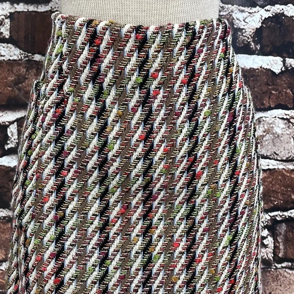 .OBJECT Tweed Skirt Mini Colorful Red Cream Size 40 - Picture 8 of 17